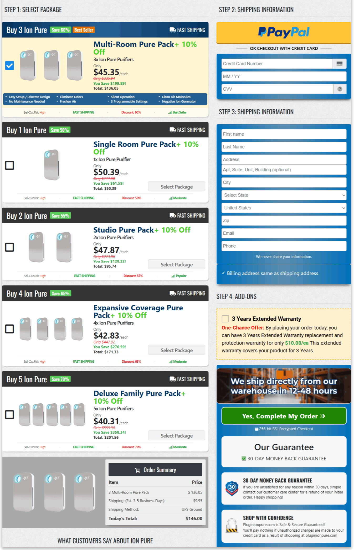 Ion Pure Secure Checkout Page